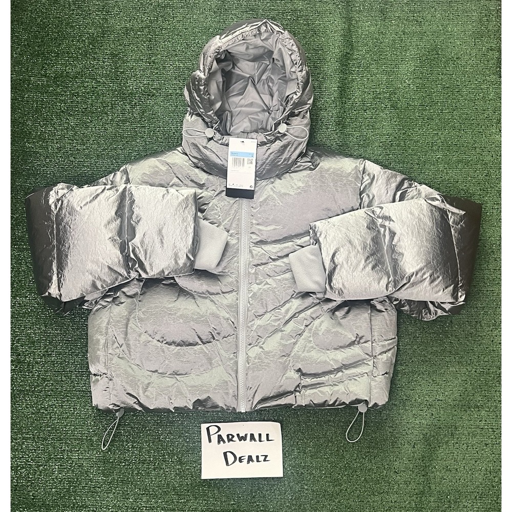 Nike Therma-FIT Oversized Down Puffer Jacket Silver Women's Medium IB2003-095